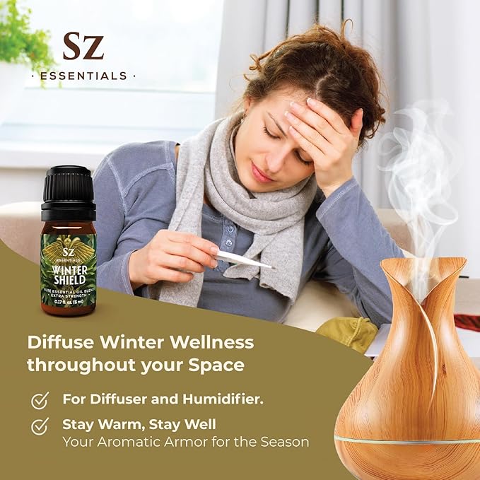 Winter Shield Essential Oil Blend for Diffuser and Humidifier - Extra Strength Protective Seasonal Defense - 100% Pure, Natural & Undiluted - Therapeutic Grade & Vegan - 0.17 oz (5ml)-Velvo Beauty