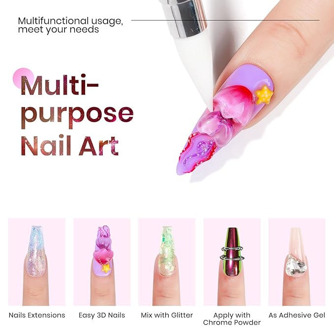 MIZHSE 2PCS Solid Builder Gel for Nails: 30g/1oz Clear & Pink Glitter Hard Gels for Nails 3D Gel with Dual Forms 3D Silicone Mold Soak off U V Builder Gels for Nail Art Manicure Home DIY-Velvo Beauty