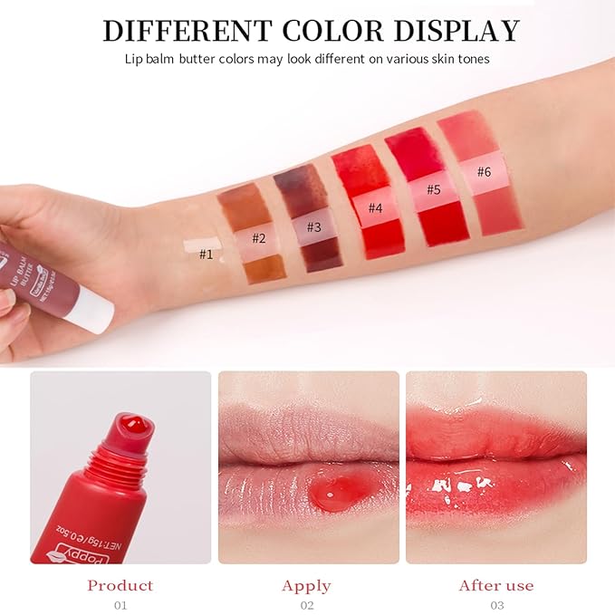 Lip Glowy Balm Butter Lip Balm Plumps Moisturizing Hydrating Lip Mask Repair Moisturizer Lips Care Lip Treatment for Dry Cracked Lip, Glossy Finish, Vegan Tinted Lip Balm Chapstick (#6 Pink Sugar)-Velvo Beauty