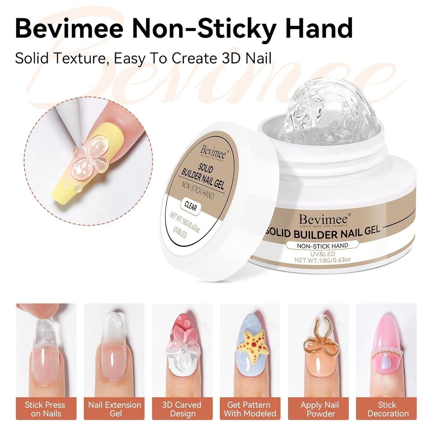 Solid Builder Gel and 15g Rhinestones Glue, Sculpting Gel for Nail Art Clear Non-Stick Hand For Modeling, Sculpture, Nails Extension UV/Led Manicure DIY At Home-Velvo Beauty