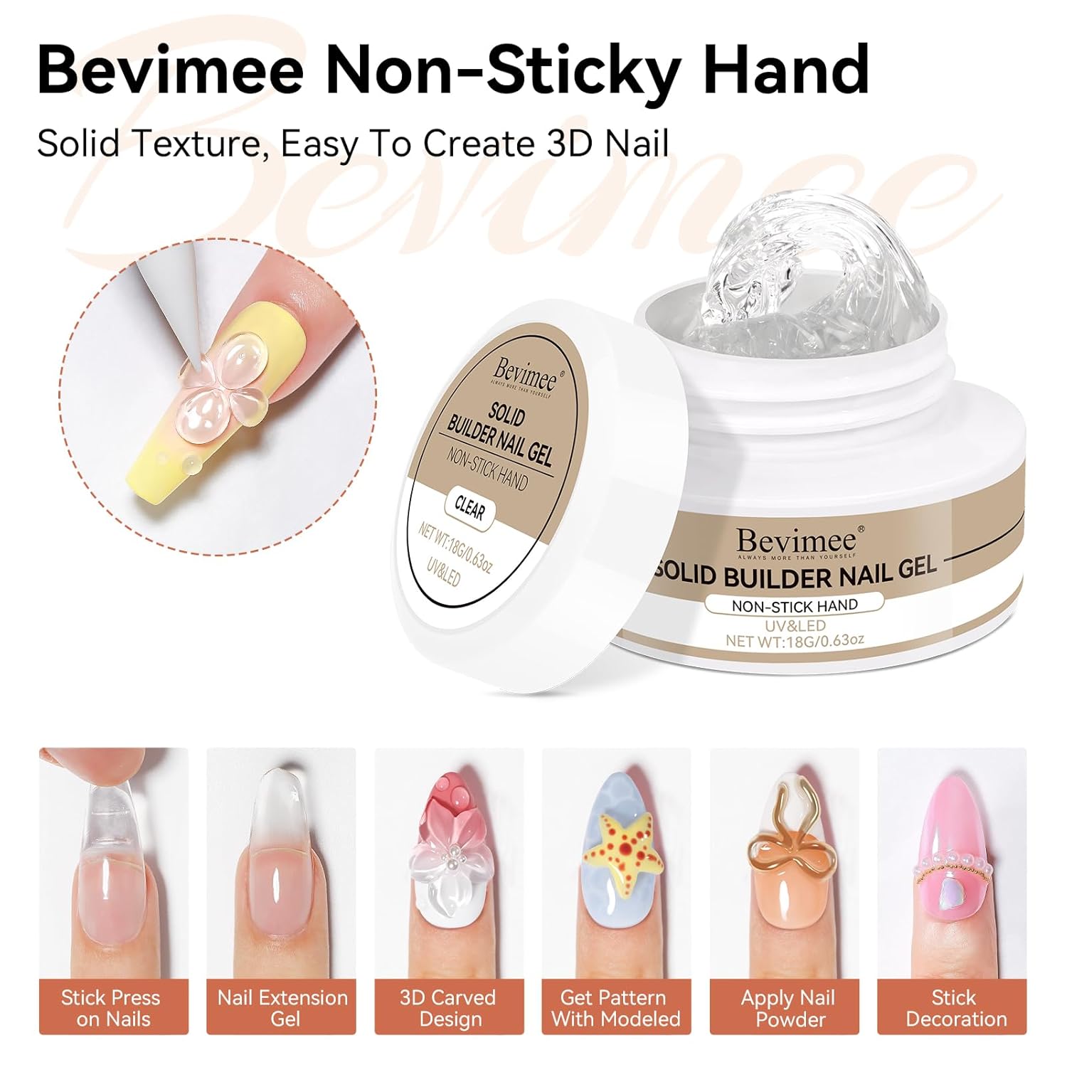 Solid Builder Gel and 15g Rhinestones Glue, Sculpting Gel for Nail Art Clear Non-Stick Hand For Modeling, Sculpture, Nails Extension UV/Led Manicure DIY At Home-Velvo Beauty