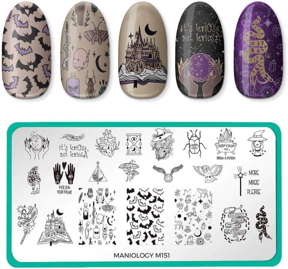 Maniology Sorcery and Spells Nail Stamping Plate Set, Halloween Plates Bundle, Sorcery Wizards Spirit Speaks Ouija Board Tarot Cards Manicure-Velvo Beauty