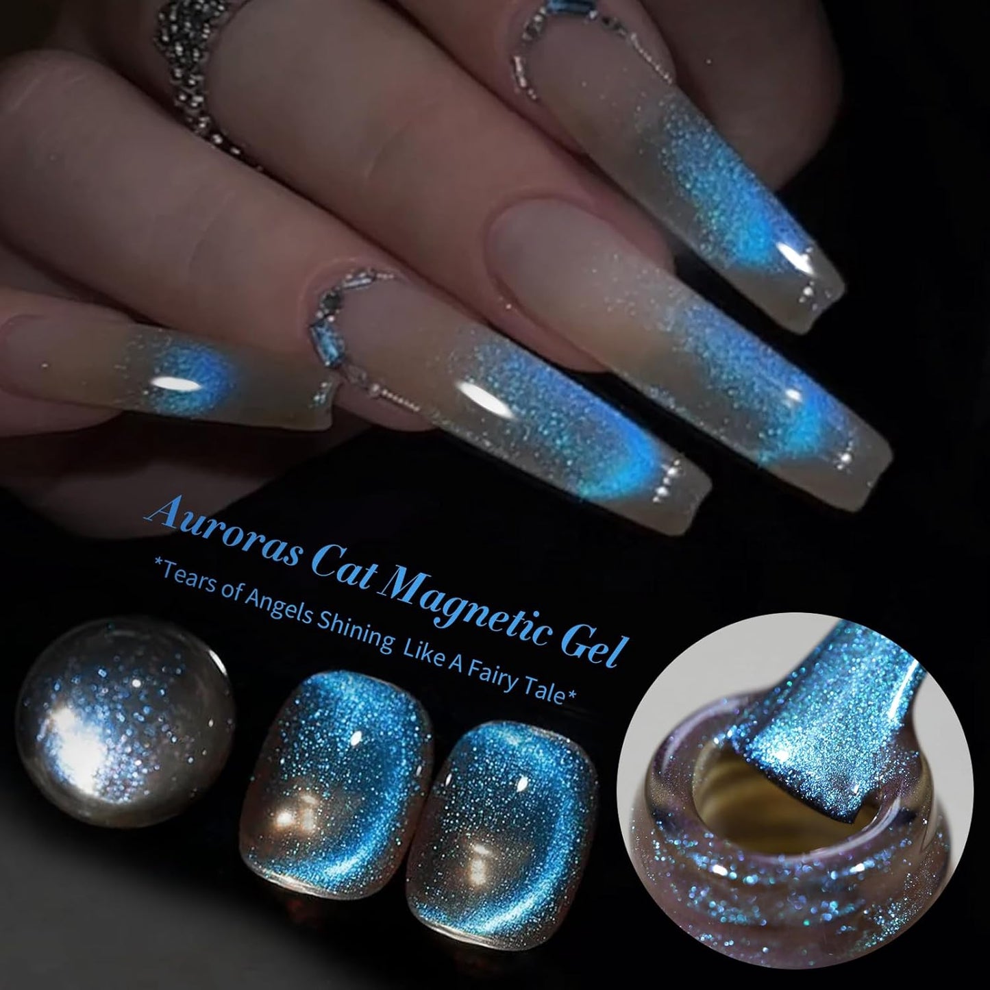 Born Pretty Cat Magnetic Eye Gel Nail Polish, Blue Auroras Cat Magnetic Gel, Mermaid Shiny Effect Pink Soak Off Nail Art Salon Manicure Home Gift 15ml-Velvo Beauty