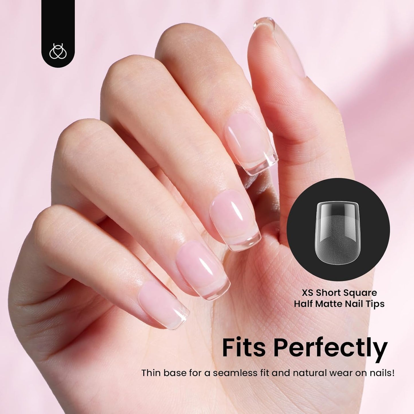 Beetles Short Square Nail Tips: 576PCS 12 Sizes XS Short Square Half Matte Clear False Acrylic Press on Nails Tips Pre-shape Full Cover Nail Tips Nail Extension DIY-Velvo Beauty