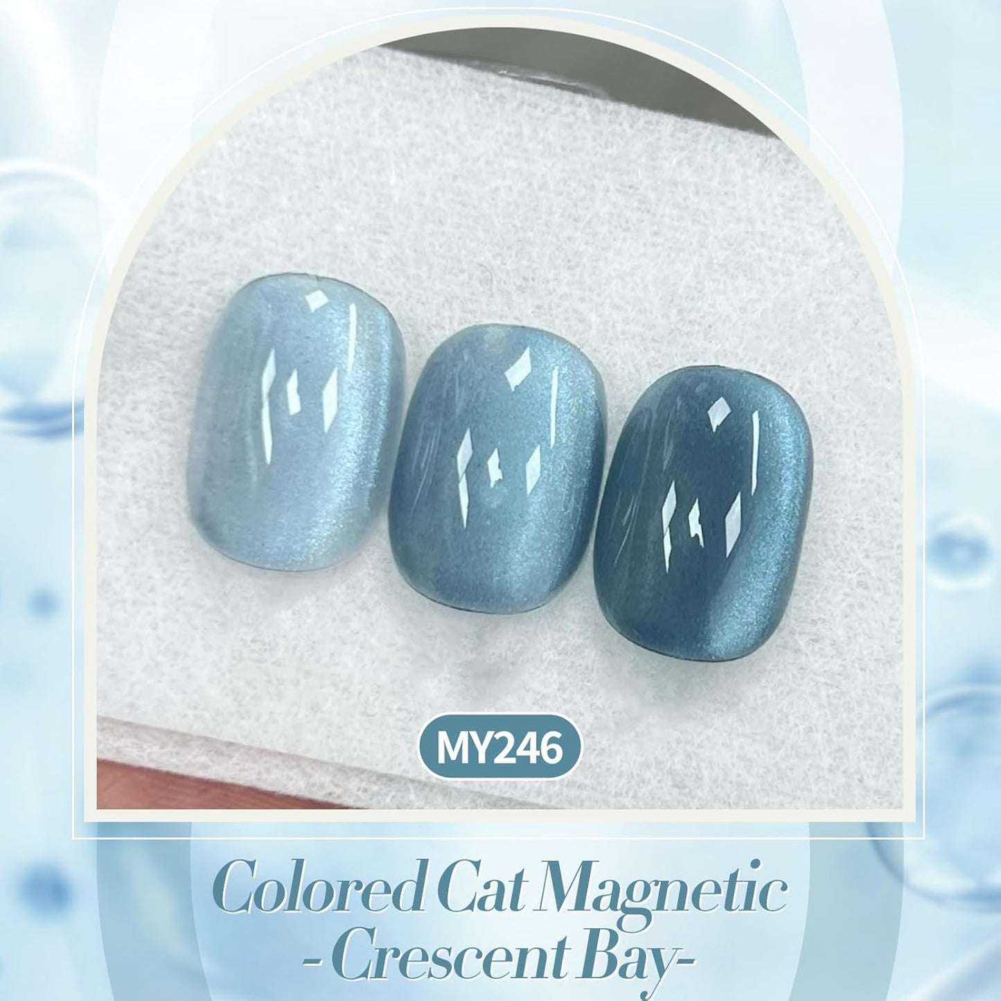 BORN PRETTY Cat Magnetic Eye Gel Nail Polish, Blue Glitter Cat Magnetic Gel Nail Polish, Crescent Bay Magnetic Nail Polish for Nail Art Manicure Salon DIY at Home 15ML-Velvo Beauty