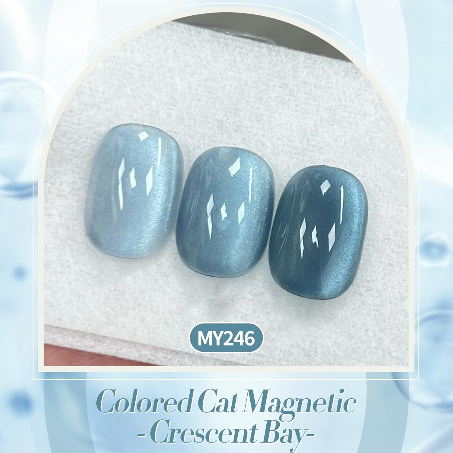 BORN PRETTY Cat Magnetic Eye Gel Nail Polish, Blue Glitter Cat Magnetic Gel Nail Polish, Crescent Bay Magnetic Nail Polish for Nail Art Manicure Salon DIY at Home 15ML-Velvo Beauty