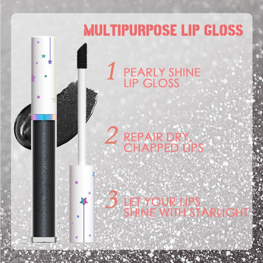 evpct 1Pcs Black Metallic Shimmer Glitter Lip Gloss Liquid Lipstick Long Lasting Waterproof 24, Glitter Pearlescent Metallic Sparkly Liquid Lipsticks Lip Stains Makeup Set for Women 06-Velvo Beauty