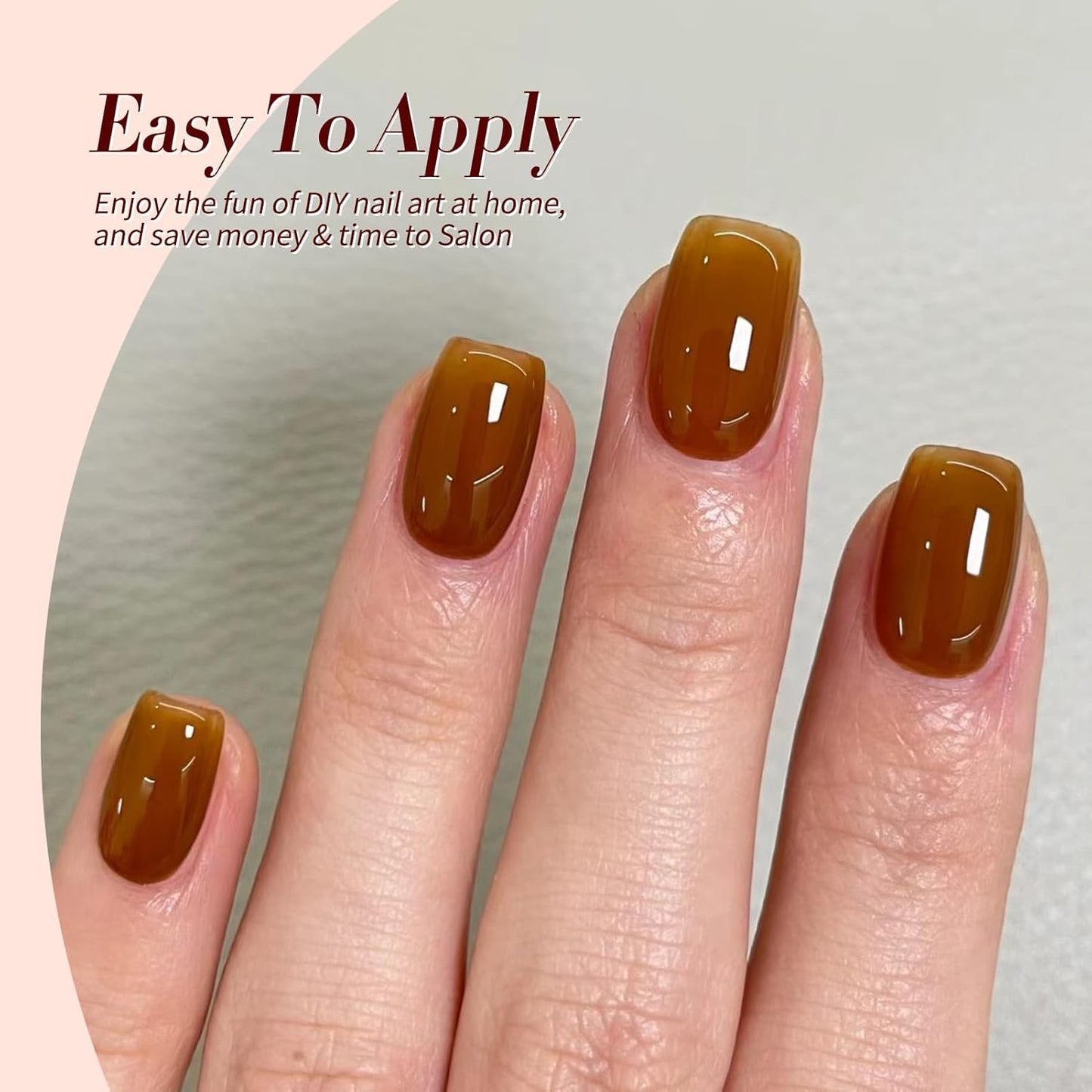 Born Pretty Fall Winter Jelly Gel Nail Polish Amber Crystal Transparent Brown Orange Red Gel Polish Nail Art Manicure DIY at Home and Salon 6PCS 7ML-Velvo Beauty