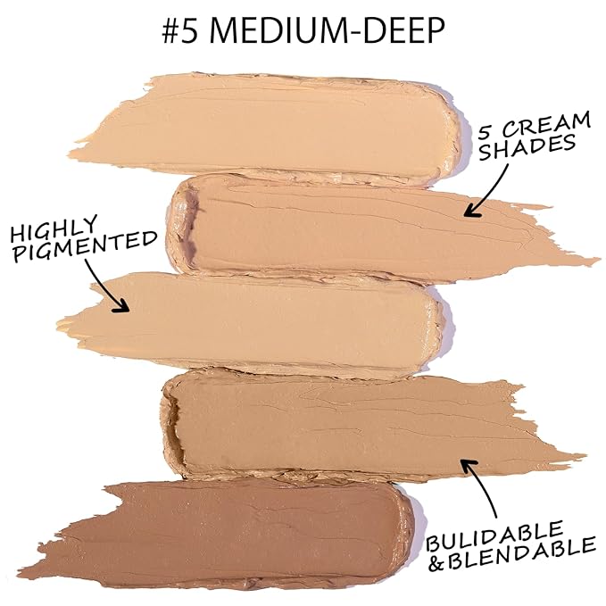 5 In 1 Multi-Use Correcting Concealer Palette,Waterproof Long Lasting Contour Palette,Professional Creamy Concealer Kit for Women,Easy to Create Full Coverage and Natural Finish.#5-Velvo Beauty