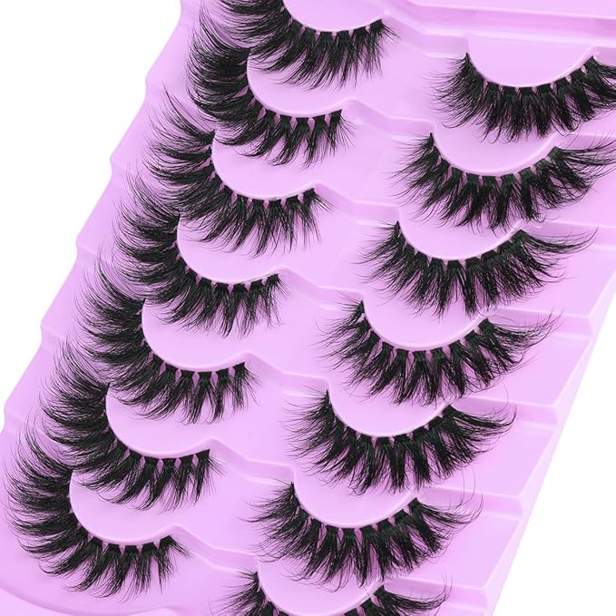 Lashes Clear Band Fox Eye Lashes 3D Volume Faux Mink Eyelashes Wispy False Eyelashes Strips 7 Pairs by Kiromiro-Velvo Beauty