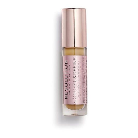 Makeup Revolution Conceal and Define Concealer, Full Coverage & Matte Finish, C12.2 for Medium/Tan Skin Tones, Vegan & Cruelty-Free, 0.7 Fl Oz-Velvo Beauty