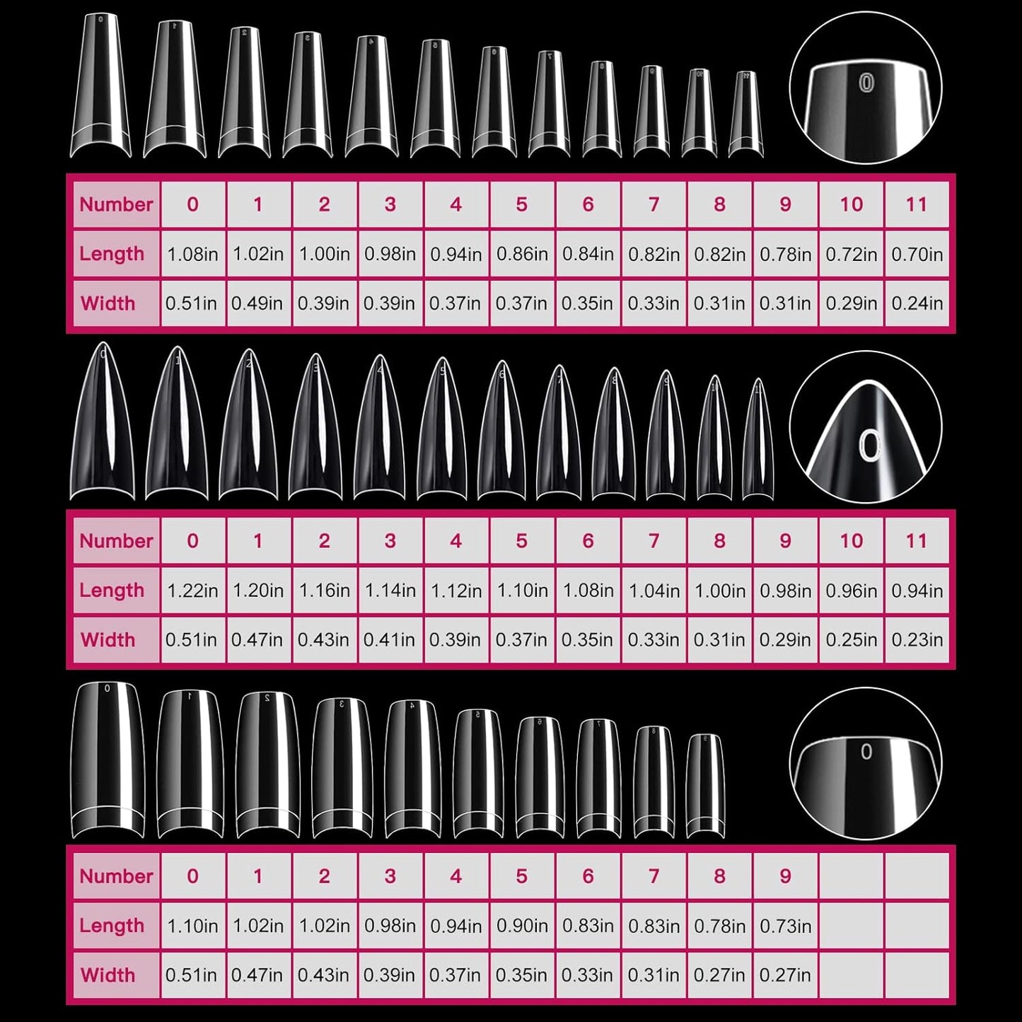 krofaue 3 Styles False Nail Tips Kit,340PCS Clear Coffin French Stiletto Nail Tips Half Cover Acrylic Artificial Press on Nails for Nail Extension Soft Gel Tips Art DIY-Velvo Beauty