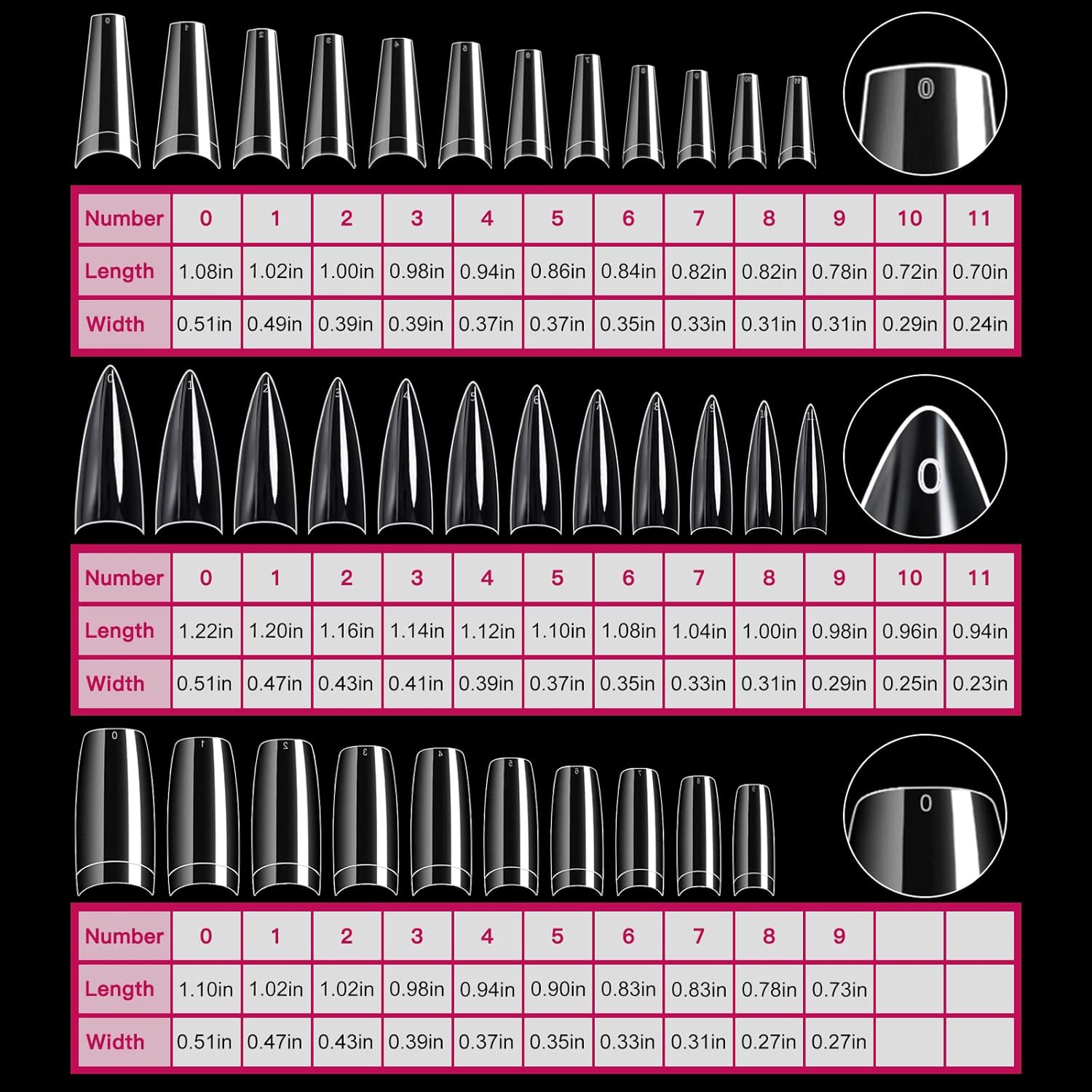 krofaue 3 Styles False Nail Tips Kit,340PCS Clear Coffin French Stiletto Nail Tips Half Cover Acrylic Artificial Press on Nails for Nail Extension Soft Gel Tips Art DIY-Velvo Beauty