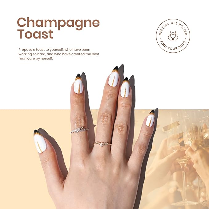 Beetles Shimmer Gel Nail Polish Set, 6 Colors Black White Polish Gel Silver Rose Gold Glitter Fall Nail Polish Soak Off Uv Lamp Nail Art Manicure Salon Gifts for Her Women-Velvo Beauty