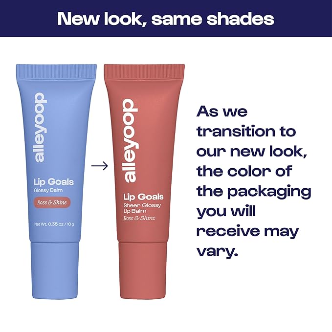 Alleyoop Glossy Lip Balm - Lip Goals, Rose & Shine (Sheer Dusty Rose) - Hydrating & Moisturizing Lip Care for Cracked Lips - Natural Plumping Lip Moisturizer That Smooths, Soothes, & Protects - Vegan-Velvo Beauty