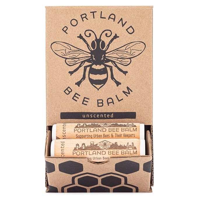 Portland Bee Balm All Natural Handmade Beeswax Based Lip Balm, Unscented 24 Count-Velvo Beauty