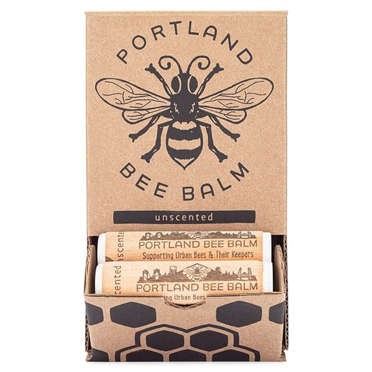 Portland Bee Balm All Natural Handmade Beeswax Based Lip Balm, Unscented 24 Count-Velvo Beauty