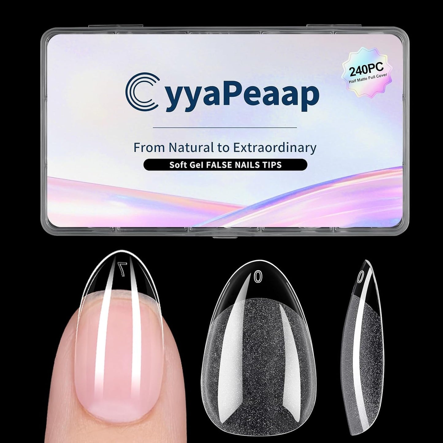 Almond Nail Tips Short Soft Gel Nail Tips 240Pcs Short Almond Full Cover Nails Tips Pre-Shaped Half Matte Gelly Press on Fake Nails Tip for Acrylic Nail Tip Extension Home DIY & Salon Nails 12 Sizes-Velvo Beauty