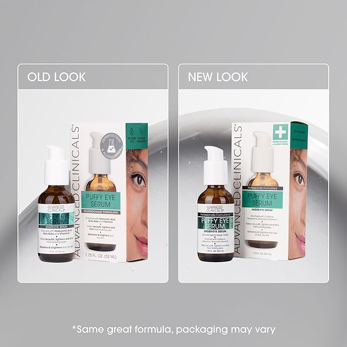 Advanced Clinicals Puffy Eye Under Eye Serum | Visible Anti Aging Brightening Vitamin C + Caffeine Serum Helps Improve Look Of Puffiness, Fine Lines, Dark Circles, & Uneven Skin Tone, 2-Pack-Velvo Beauty