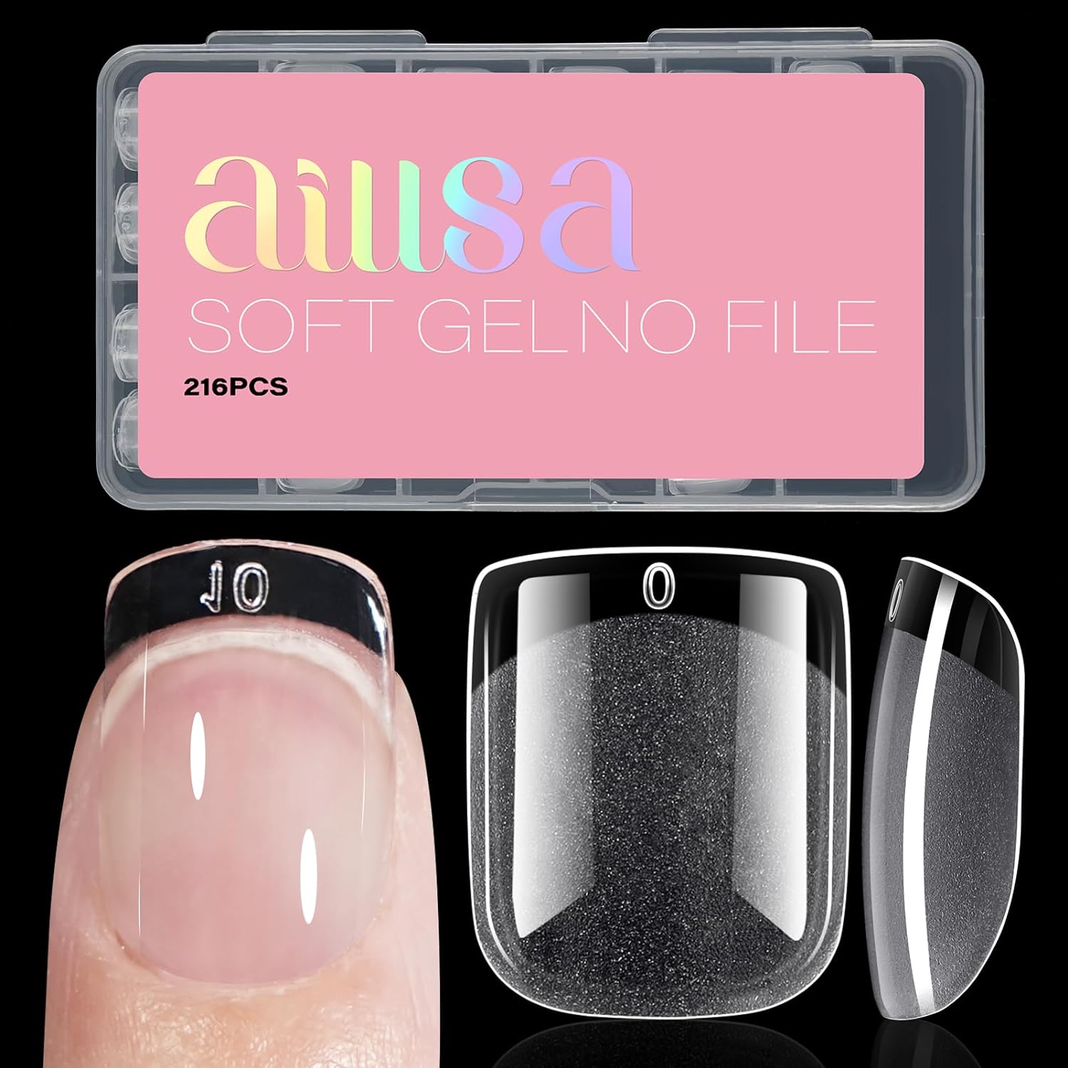 AILLSA Extra Short Square Nail Tips Full Cover Half Matte Nail Tips Clear Gelly Pre-Shaped Nails Tip Press On False Tip Extension for Home DIY Manicure Salon 216PCS 12 Sizes-Velvo Beauty