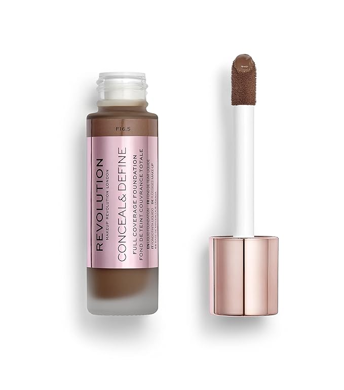 Makeup Revolution Conceal and Define Concealer, Full Coverage & Matte Finish, C17.5 for Dark/Deep Skin Tones, Vegan & Cruelty-Free, 0.7 Fl Oz-Velvo Beauty