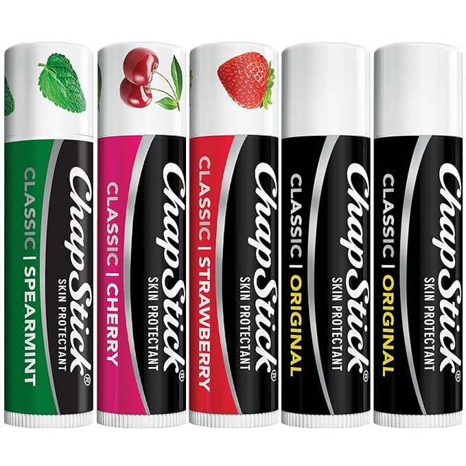 ChapStick Lip Care Bundle – Classic Collection 3-Pack with Spearmint, Cherry & Strawberry ChapStick + Classic Original Lip Balm, 0.15 Oz Ea (5 Piece Set)-Velvo Beauty