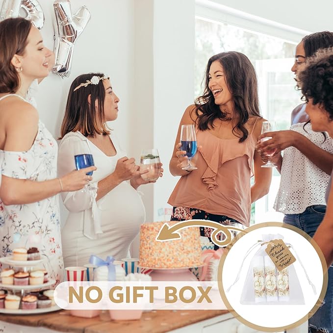 Demissle 50 Pcs Baby Shower Lip Balm Gift Set with 100 Pcs Organza Bags Baby Shower Party Favor for Guest Thank You Tag Rope Baby Shower Party Decoration Gender Reveal Souvenirs(Colorful Plants)-Velvo Beauty