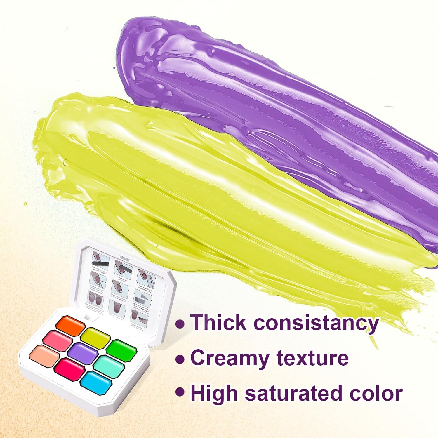 Gradient Painting Gel, 9 Colors Ombre Gel Nail Polish Sponging for Pigment Pat French Manicure Soak Off UV Long-lasting High-glossy Home DIY Nail Salon Rainbow Candy(01)-Velvo Beauty