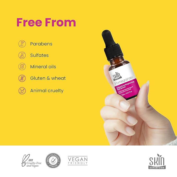 Pomegranate Superfood Brightening Oily Eye Serum 100% Natural and Vegan 0.53 Fl Oz (15ml)-Velvo Beauty