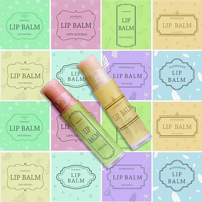 CRASPIRE Lip Balm Labels 80pcs Homemade Lip Balm Labels 2” Clear Lip Balm Labels for Tubes Printable Waterproof Lip Balm Stickers Labels for Lip Balm Handcream Candle Container（British Style-Color）-Velvo Beauty