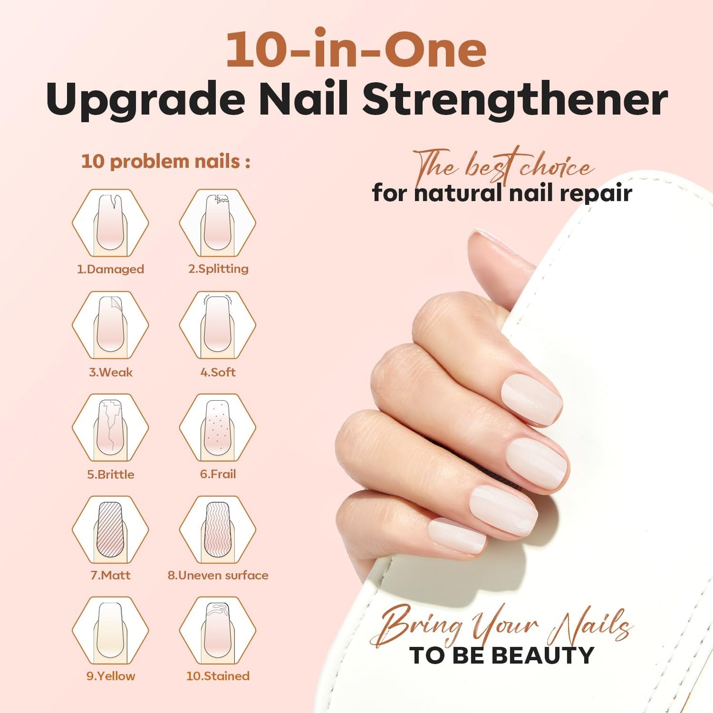 modelones Nail Strengthener Clear Gel Top Coat Nail Polish Cuticle Oil Pen Milky White Nail Repair for Damaged Nails Care Kit for Women 15 ml Ridge Filler for Growth-Velvo Beauty