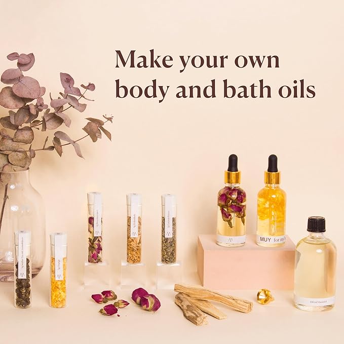 DIY Body Oil Set for Hair, Body & Bath | Includes Almond Oil, Cedar Wood, Orange Peel, Lavender | Gift Idea for Women | Anniversary & Birthday Gift for Her-Velvo Beauty