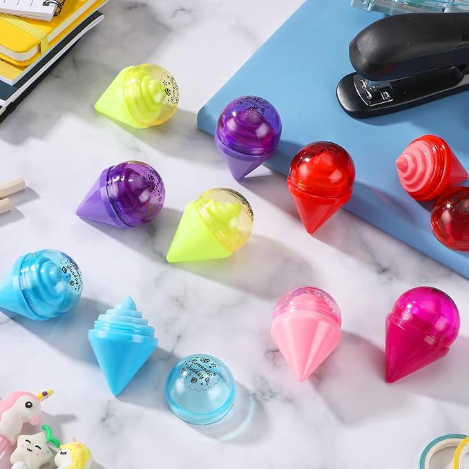 48 Pcs Ice Cream Party Decorations Lip Balm New School Classroom Gift for Preschool Toddler Back to School Exchange Party Favors Fruit Taste Lip Care Gift Birthday Gift Moisturizing Lip Balms-Velvo Beauty