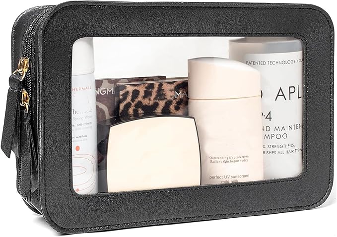 Clear Makeup Bag Small, TSA Approved Portable Toiletry Bag with Zipper Cosmetic Travel Bag Makeup Organizer Case Mini Makeup Pouch for Purse Car Organizer Bag for Women Men-Velvo Beauty