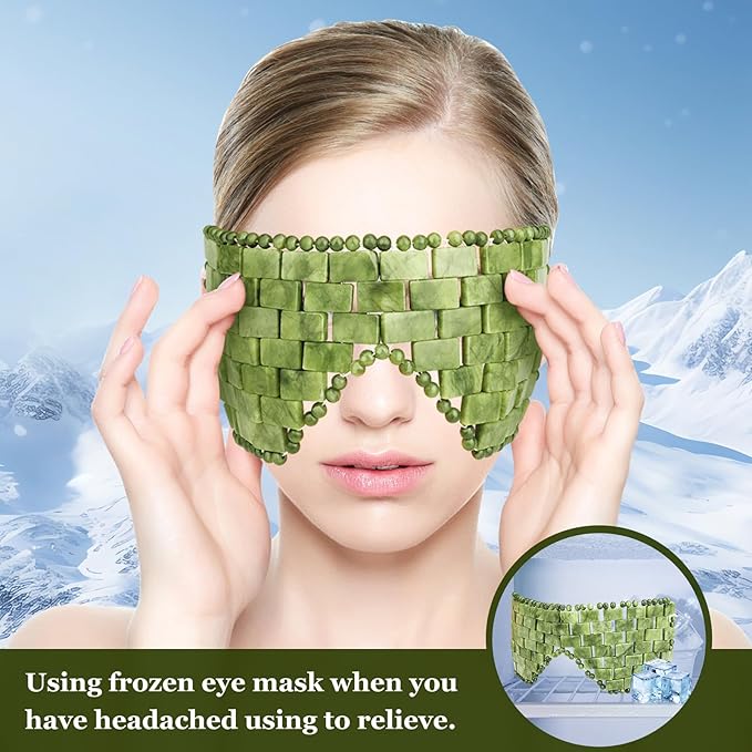Jade Eye Mask Natural Green Jade Facial Maks for Relive Eliminate Puffiness-Velvo Beauty