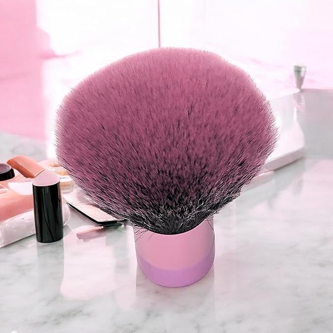 Luxurious and Large Soft Fluffy Powder Brush, Use as a Spray Tan Finishing Tool, Multipurpose Face and Body Barber and Beauty Tool, Large Kabuki Brush by BevyGold (Pink)-Velvo Beauty