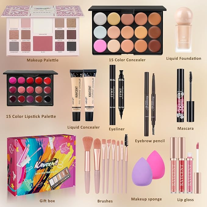 Makeup Kit Makeup Set for Women Teens full Kit Makeup Kits for Teenagers Makeup Gift Sets for Teen Girls Women Christmas Girls Gifts Eyeshadow-Velvo Beauty