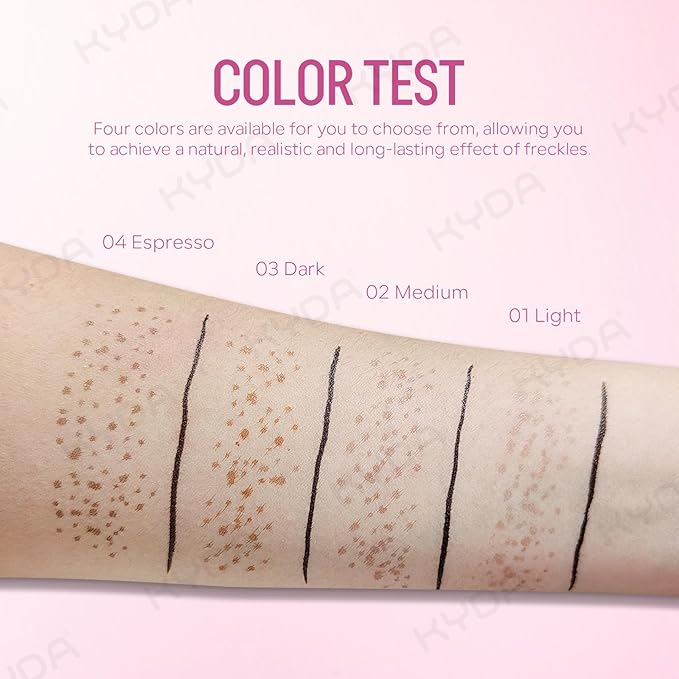 KYDA Freckle Liquid Eyeliner Pen, 2 in 1 Freckles Stamp and Black Liquid Eyeliner, Waterproof and Long lasting Soft Dot Spot Pen Realistic Fake Freckles for Natural Lifelike Sun-kissed Makeup-ESPRESSO-Velvo Beauty