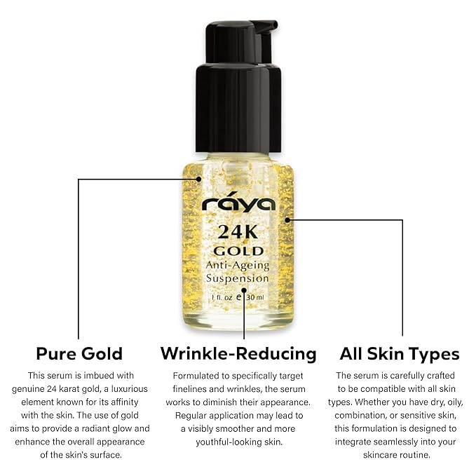 RAYA 24K Gold Anti-Aging Suspension (510) | Anti-Aging Facial Treatment Serum for All Skin Types | Made with Pure 24 Karat Gold | Softens and Helps Reduce Fine Lines and Wrinkles-Velvo Beauty