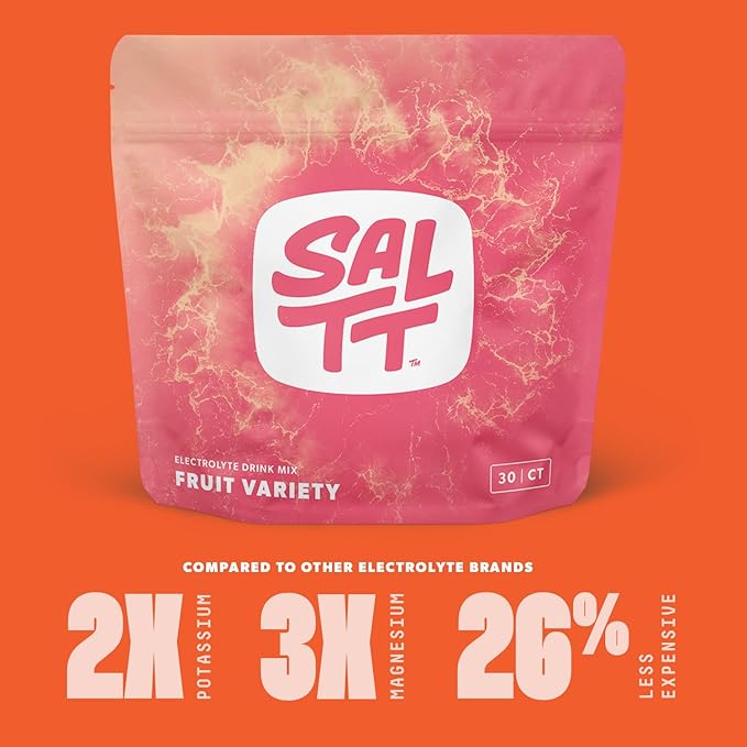 Keto Chow SALTT Electrolytes Powder Packets, Fruit Variety Pack (30 Packets) - Magnesium, Potassium, Sodium, Trace Minerals - Vegan, Sugar Free, Gluten Free - Travel Essentials - Made in USA-Velvo Beauty