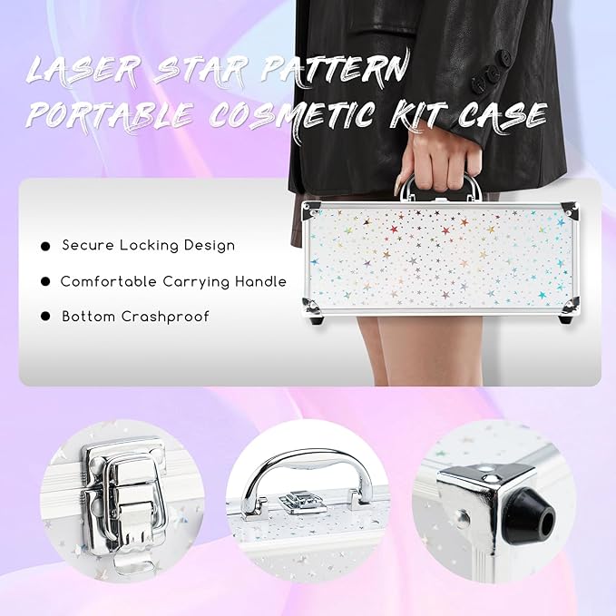 Color Nymph Beginners Makeup Kit With Train Case For Teenagers Girls, Full Starter Cosmetics Set Included 32 Colors Eyeshadow, Glitter Cream, Blush, Highlighter, Lip Gloss and Brush (White)-Velvo Beauty