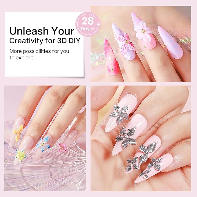 MIZHSE 2Pcs 3D Nail Gel Sculpting Gels, Clear and White Solid Builder Gel for Nails with Silicone Nail Molds Molding Gels 3D Art Non-Sticky Hand UV LED for Nails Salon Home DIY-Velvo Beauty