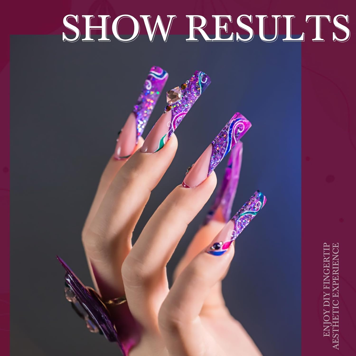 Ranrose 120PCS Extra Long Half Nail Tips,XXL Super Long Half Cover Deep C Curve False Nails 12 Sizes Tapered Square Press on Nails with Box-Velvo Beauty