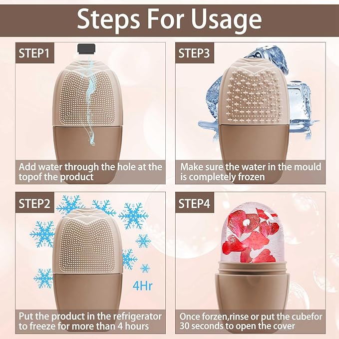 XHJRI Ice Face Roller Massager,Ice Cube Roller for Face, Eyes and Neck Naturally Conditioning and Skin Care,De-Puff Eye Bags,Reduce Migraine Pain,Reusable Massage Silicone Ice Mold (New Coffee)-Velvo Beauty