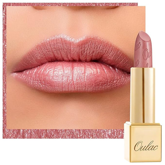 Oulac Light Pink Lipstick for Women with Metallic 3D Shine Lightweight Hydrating Formula, High Impact Lip Color, Vegan Beauty, Full Coverage Lip Makeup, Christmas Gifts for Women, Baby Angel(13)-Velvo Beauty