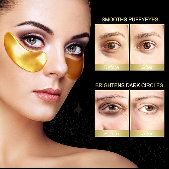 Under Eye Mask,20 pairs 24K Collagen Eye Pads,Under Eye Patches Skincare for Anti Aging,Anti Wrinkle,Reducing Eye Puffiness,Dark Circles-Velvo Beauty