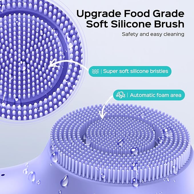 COSLUS Face Scrubber Facial Cleansing Brush: 2 in 1 Spin and Vibration Patented Tech, Silicone Electric Exfoliator Scrubber with Automatic Foaming, Waterproof Face Cleanser Brush for Men and Women-Velvo Beauty