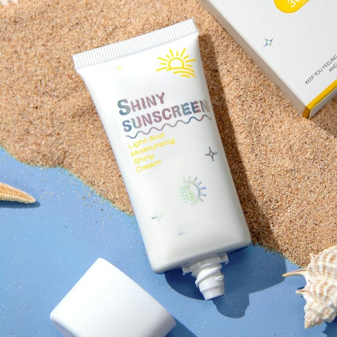 Shimmer Face Primer with Sunscreen, SPF 30, Highlighting Fine Glitter Brightening + Sun Protection, Moisturizing Sunscreen, Natural & Refreshing, Oil-Controlling,Non-Greasy Isolation Primer-Velvo Beauty