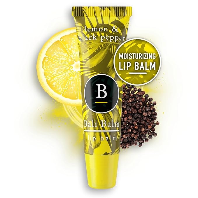 Moisturizing Lip Balm 0.50 Oz - Lemon & Black Pepper Flavour - Natural Lip Balm - Vegan and Beeswax-Free Formula - Hydrating Flavored Lip Balm - Shea Butter Enriched Formula-Velvo Beauty