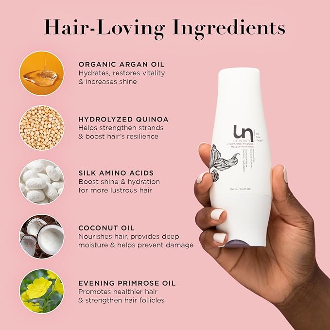 unwash Hydrating Hair Masque - Deep Conditioning & Restorative Hair Treatment for Damaged, Dry & Colored Hair, Sulfate & Paraben Free, Made w/Argan and Coconut Oils, 13.5 Fl Oz-Velvo Beauty